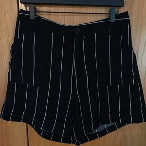 Black and white striped shorts